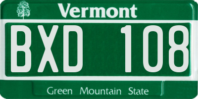 VT license plate BXD108