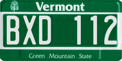 VT license plate BXD112