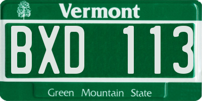 VT license plate BXD113