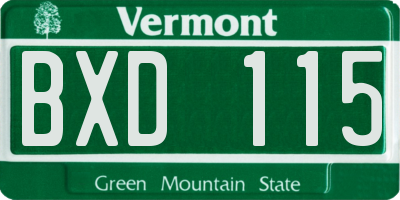 VT license plate BXD115