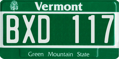 VT license plate BXD117