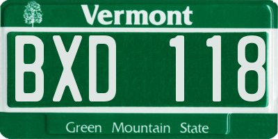 VT license plate BXD118