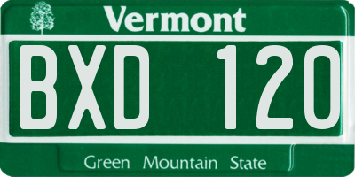 VT license plate BXD120