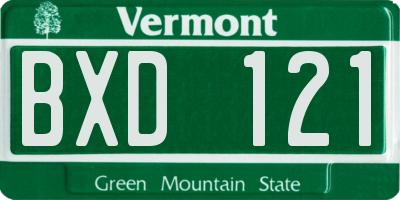 VT license plate BXD121