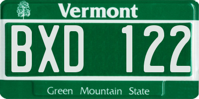 VT license plate BXD122