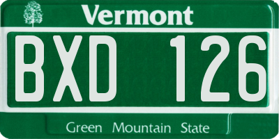VT license plate BXD126
