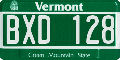 VT license plate BXD128