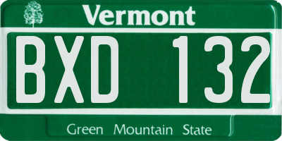 VT license plate BXD132
