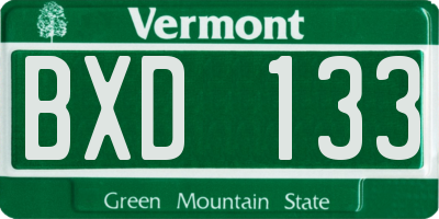 VT license plate BXD133