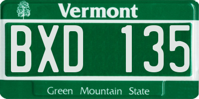 VT license plate BXD135