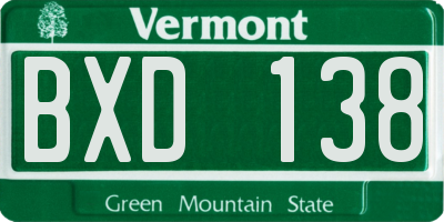 VT license plate BXD138
