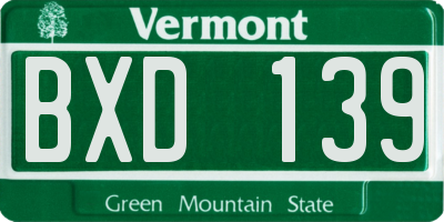 VT license plate BXD139