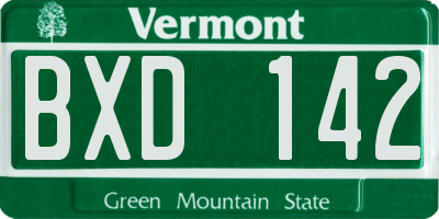 VT license plate BXD142