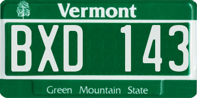 VT license plate BXD143