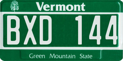 VT license plate BXD144