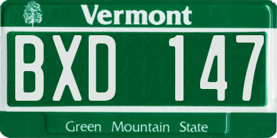 VT license plate BXD147