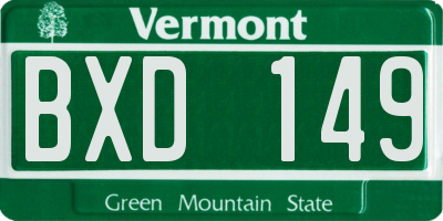 VT license plate BXD149