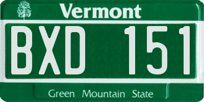 VT license plate BXD151