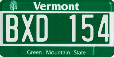 VT license plate BXD154