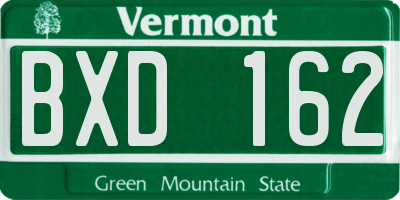 VT license plate BXD162