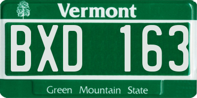VT license plate BXD163