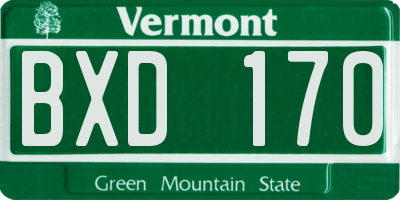 VT license plate BXD170