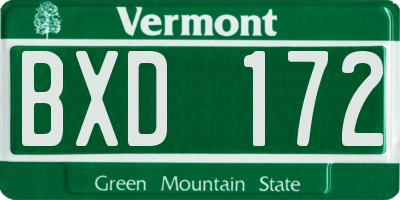 VT license plate BXD172