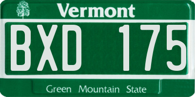 VT license plate BXD175