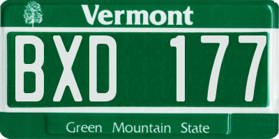 VT license plate BXD177