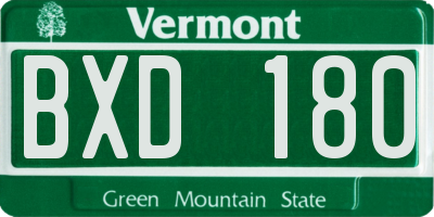 VT license plate BXD180