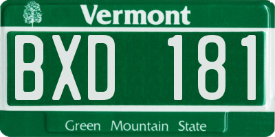 VT license plate BXD181