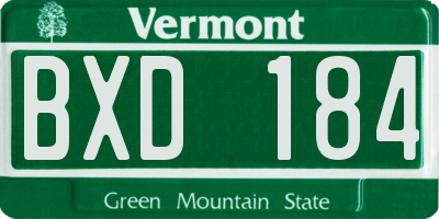 VT license plate BXD184
