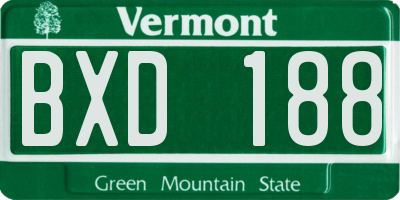 VT license plate BXD188