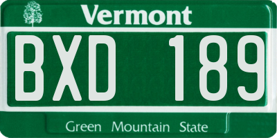 VT license plate BXD189