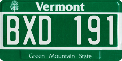 VT license plate BXD191