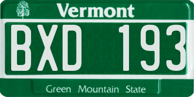 VT license plate BXD193