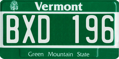 VT license plate BXD196