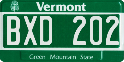 VT license plate BXD202