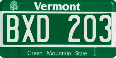 VT license plate BXD203