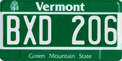 VT license plate BXD206