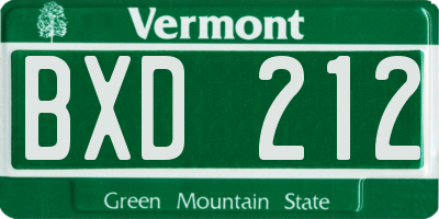 VT license plate BXD212