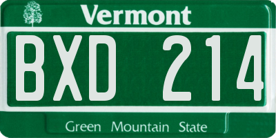 VT license plate BXD214