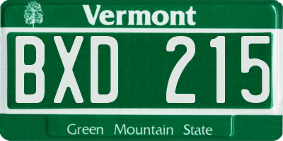 VT license plate BXD215