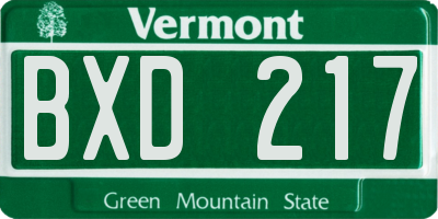 VT license plate BXD217