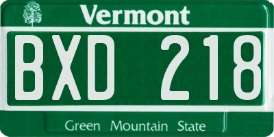 VT license plate BXD218