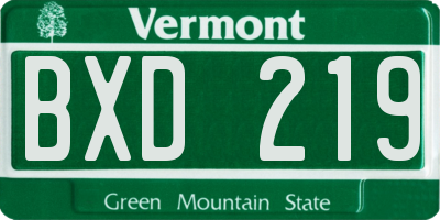VT license plate BXD219