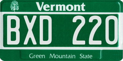 VT license plate BXD220