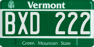 VT license plate BXD222
