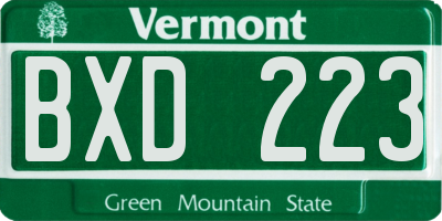 VT license plate BXD223