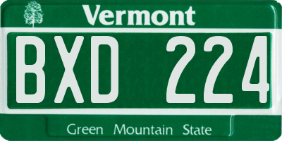 VT license plate BXD224